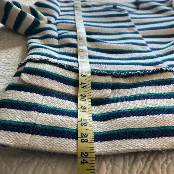 Talbots Striped Cotton Blend Textured Jacket Peplum Back Women’s 8 Cream Preppy - Picture 9 of 17